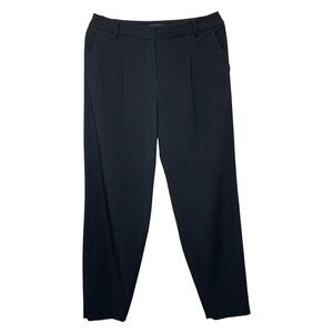 Theory Black Crepe Trousers Pleated Front Sz 8 Tapered Classic Office Pants